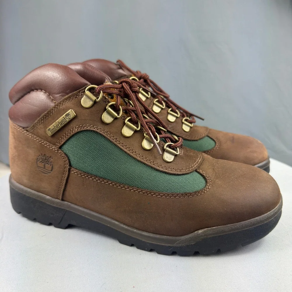 Timberland Field Boot Junior Big Kids Size 5.5 Brown Green Beef Broccoli 16937